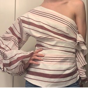 One shoulder striped top by C/MEO Collective